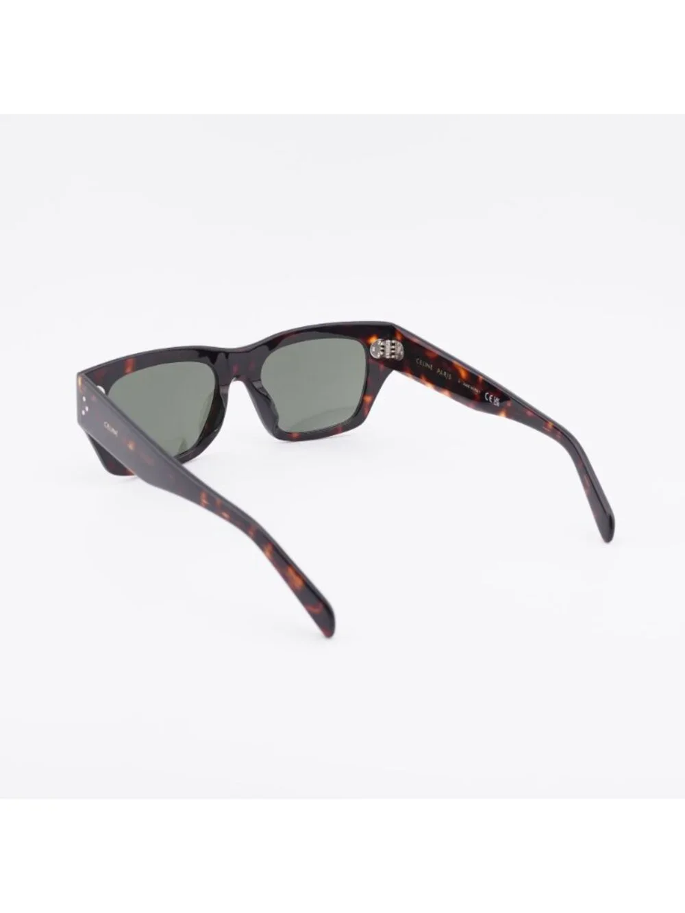Celine CL40297U 52N Sunglasses Havana Square Frame, Green Lenses